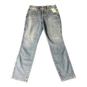 NWT Good American Always Fits Good Curve‎ Straight Jeans Womens 10/30 Button Fly